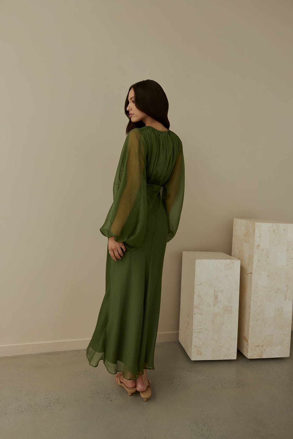 Our Nostalgia Long Sleeve Maxi Dress Green