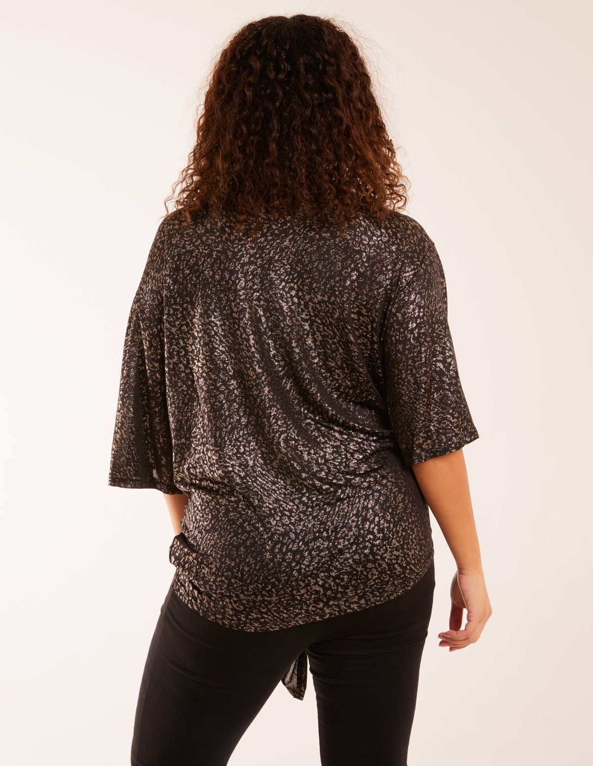 Leopard V Neck Tie Front Top