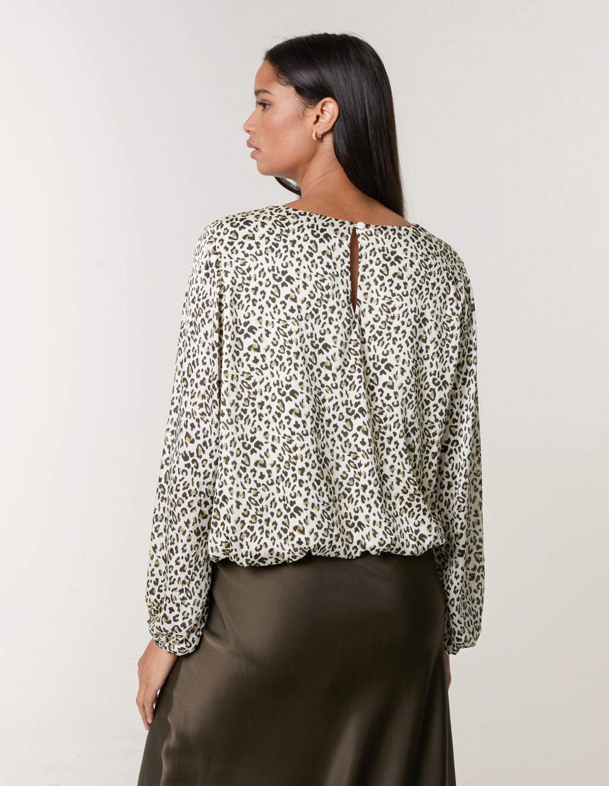 Leopard Print Elasticated Hem Blouse