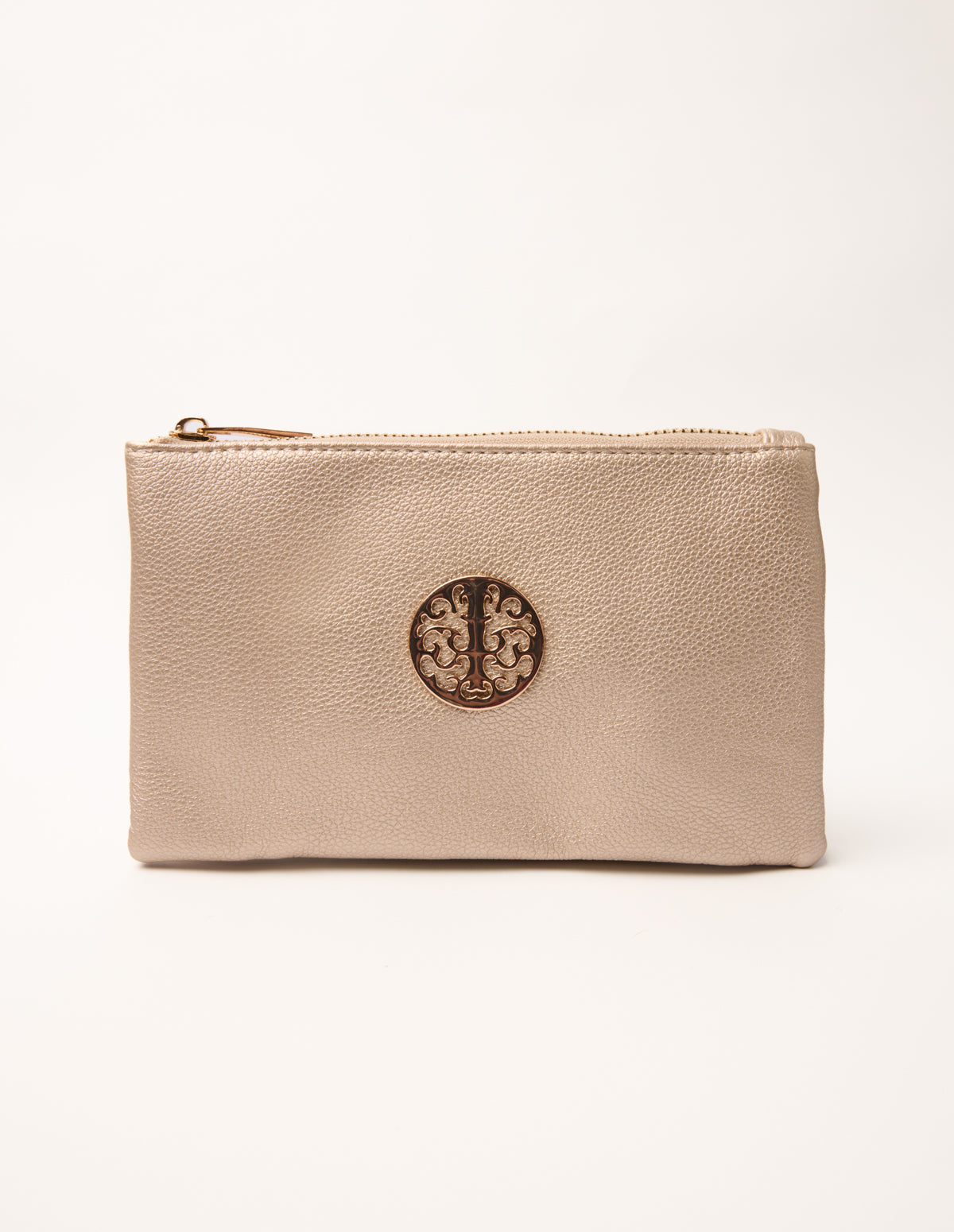 Detailed Zip Up Purse With Detachable Strap