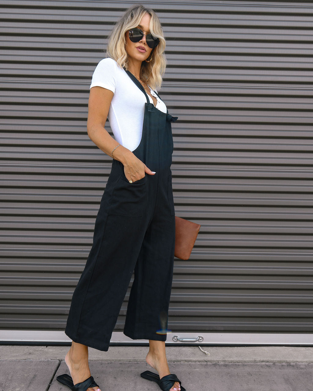 Everything Nice Cotton Pocketed Jumpsuit - Black
