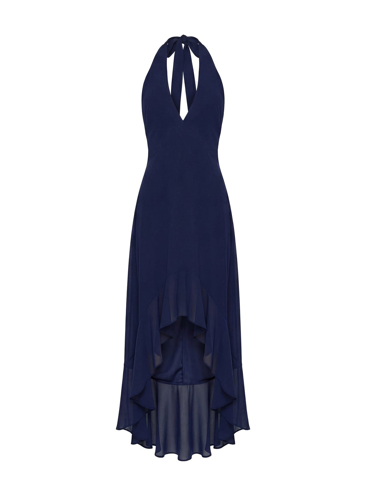 Agata Halter Frill Maxi Dress Navy