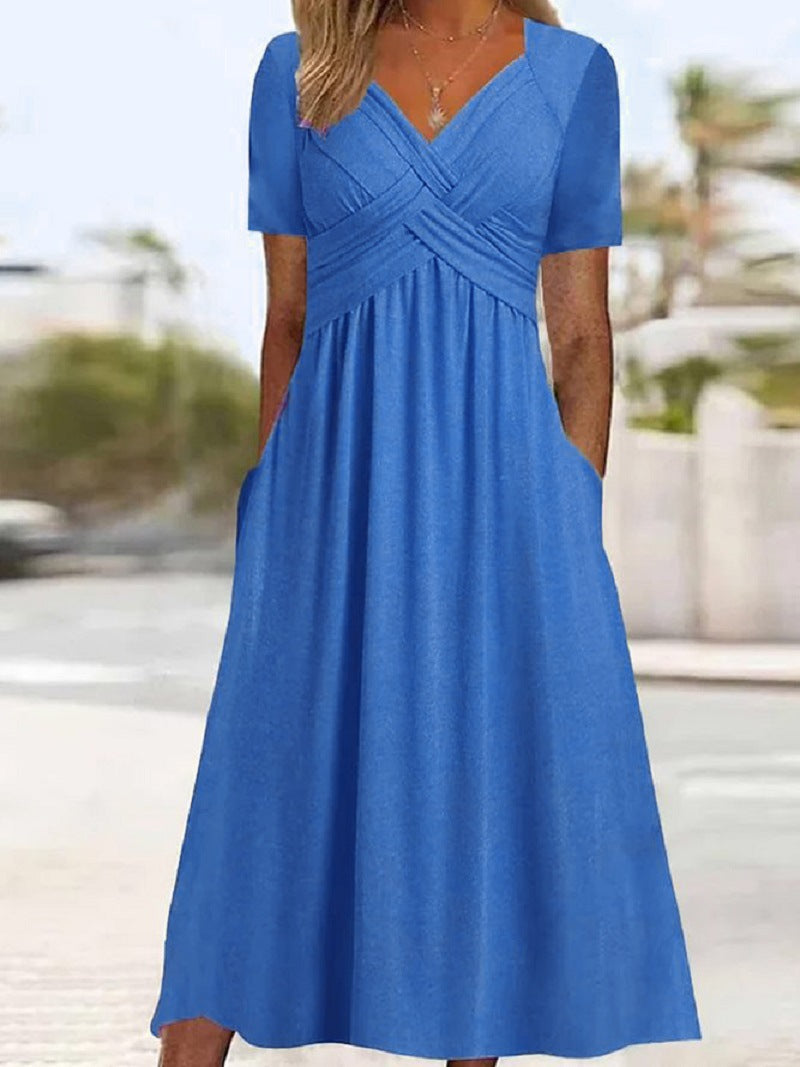 Pien | Elegant Crossover Dress with Short Sleeves