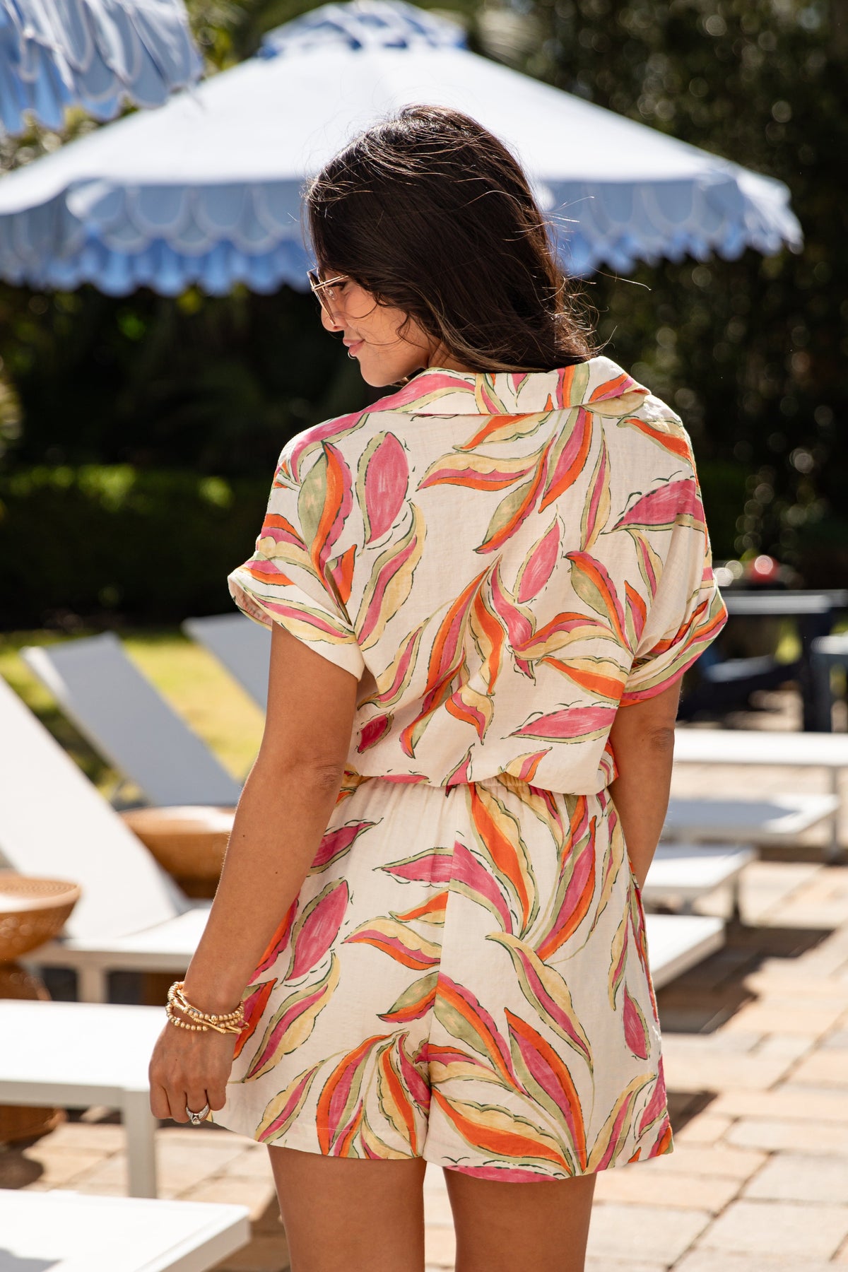 FINAL SALE - Watch The Sunset Ivory Printed Romper