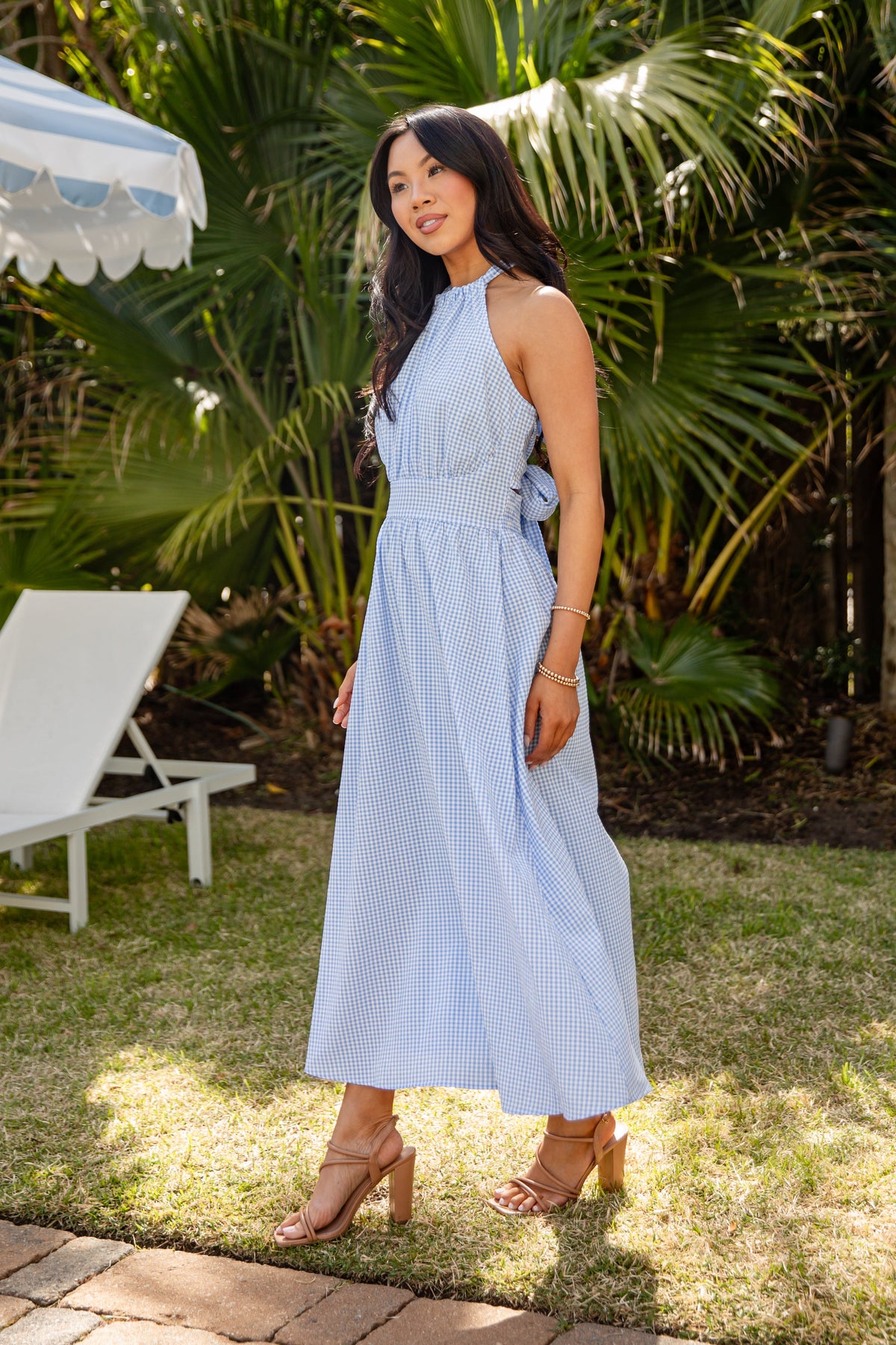 FINAL SALE - Precious Moments Blue Gingham Midi Dress