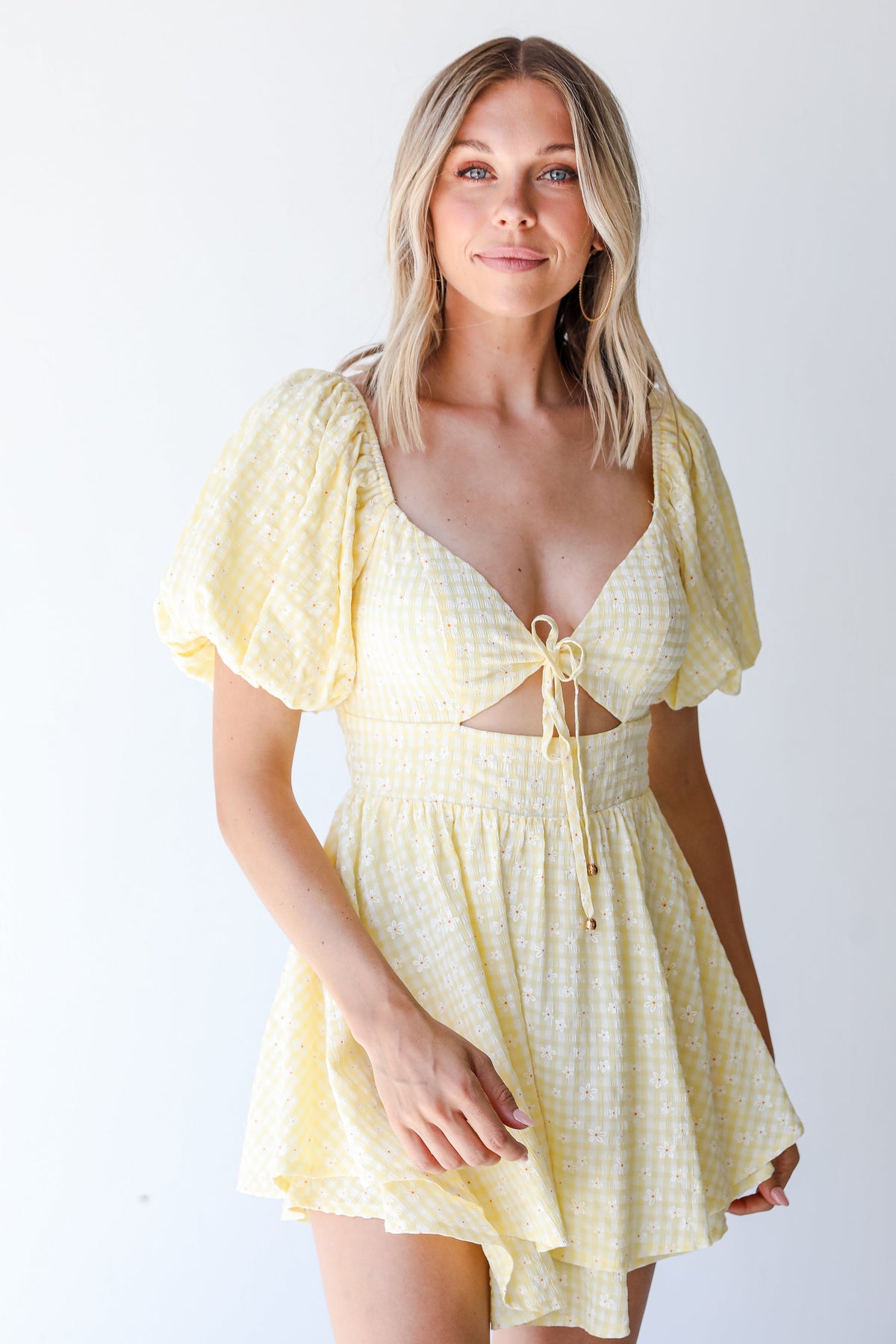 FINAL SALE- Drive Me Daisy Gingham Romper
