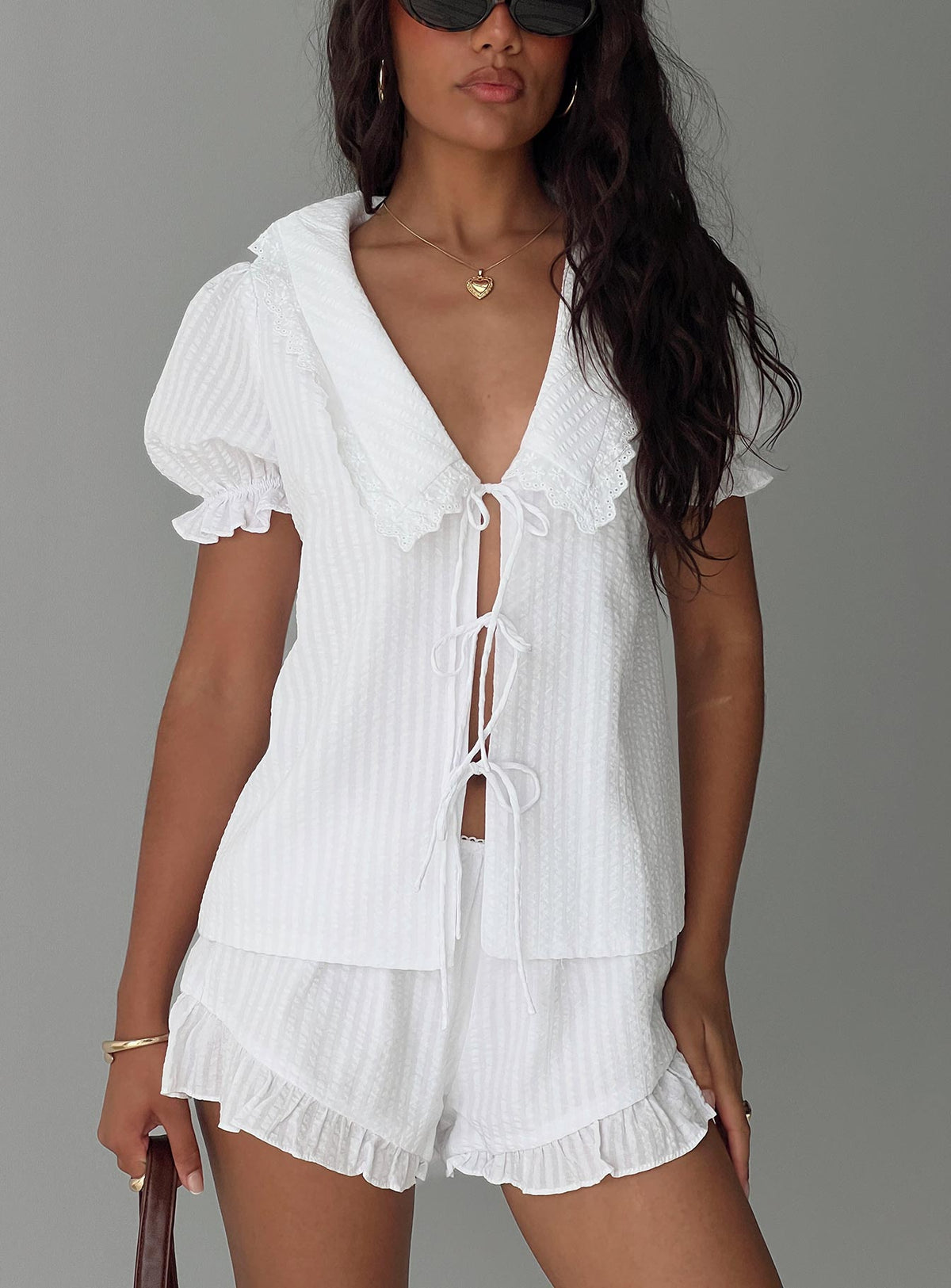 Eternal Sun Collared Co-ord White