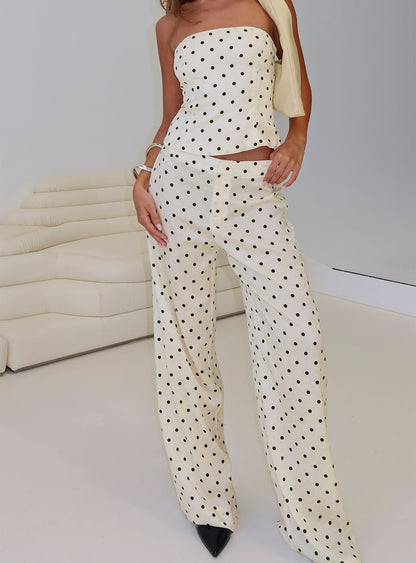 Powdered Sugar Strapless Co-ord Cream Polka
