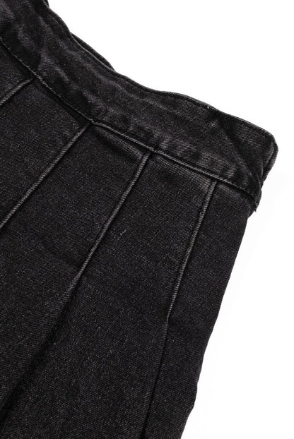 Pleated Denim Mini Skirt