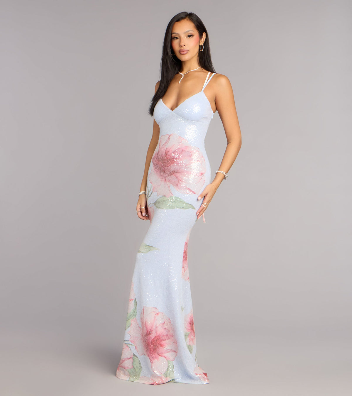 Chance Floral Sequin Mermaid Formal Dress