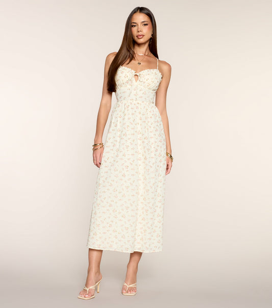 Pretty Breeze Floral Strappy Midi Dress