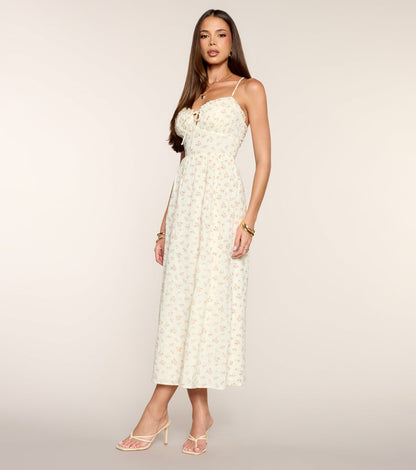 Pretty Breeze Floral Strappy Midi Dress
