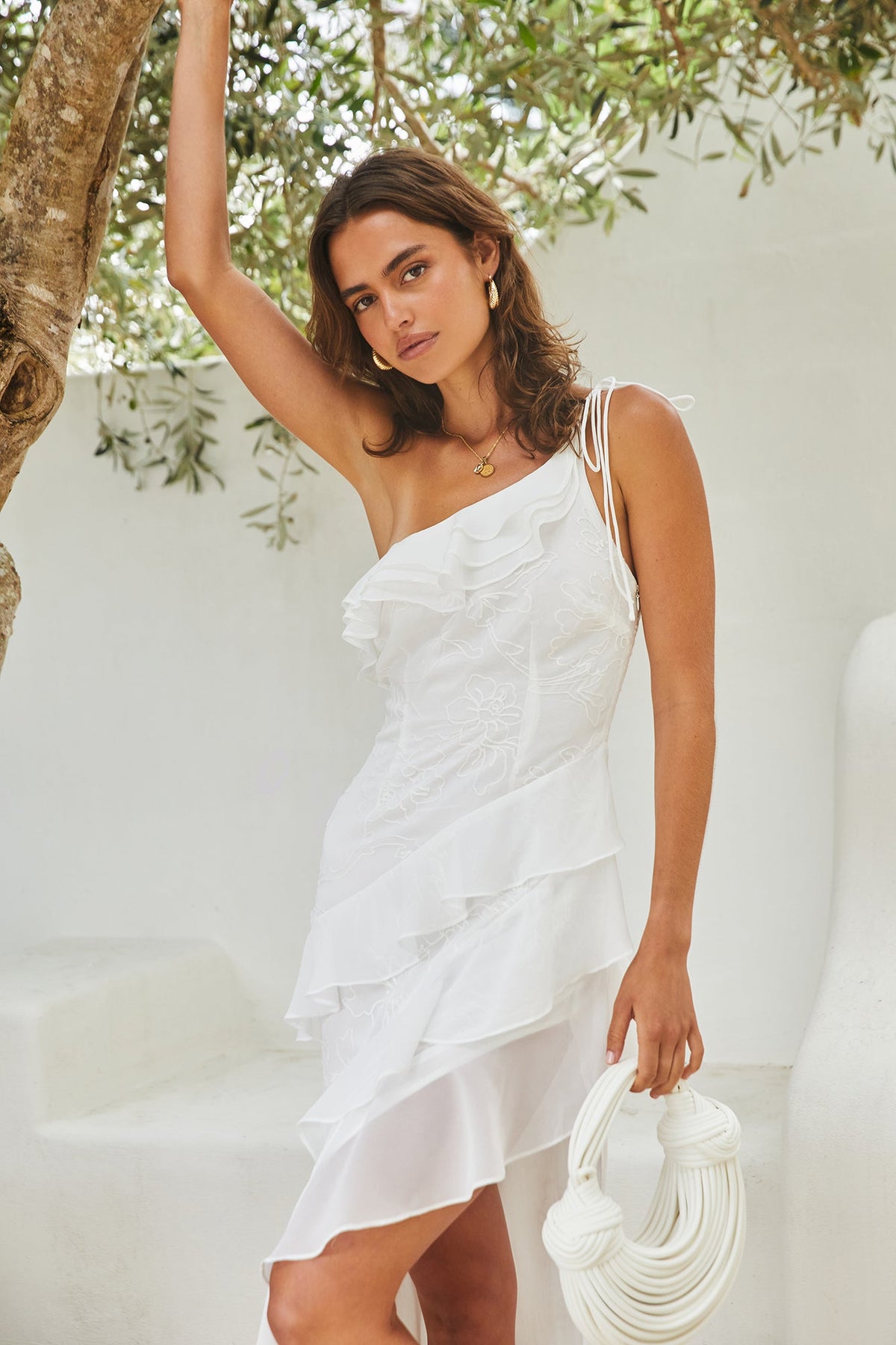 Ocean Melody Midi Dress White