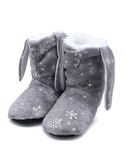 Christmas Snowflake Print Ear Design Indoor Boots