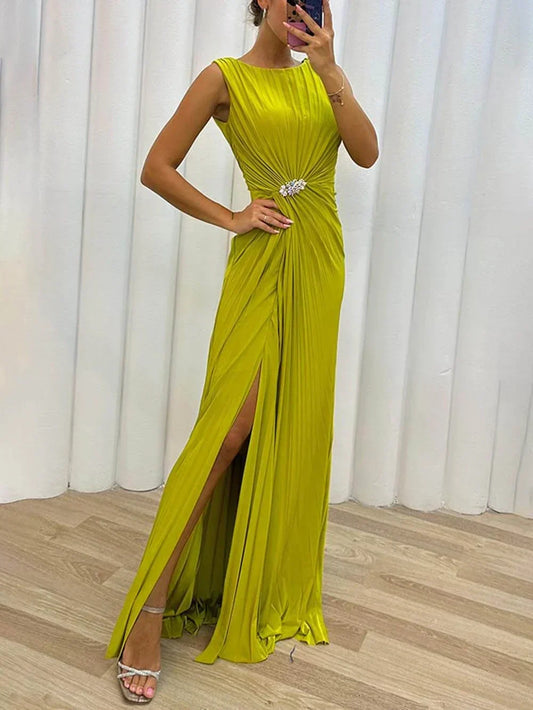 Lydia - Long Pleated Evening Dress