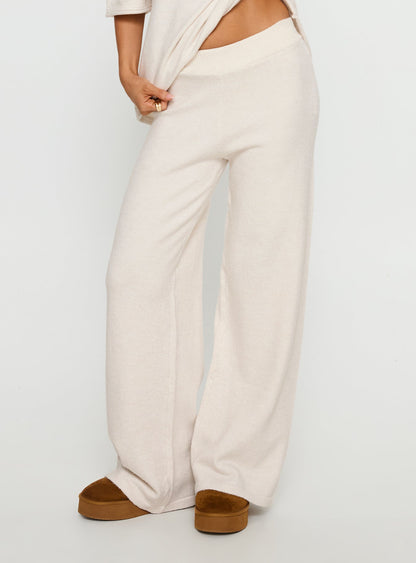 Bekki Wide Leg Knit Trousers Oat