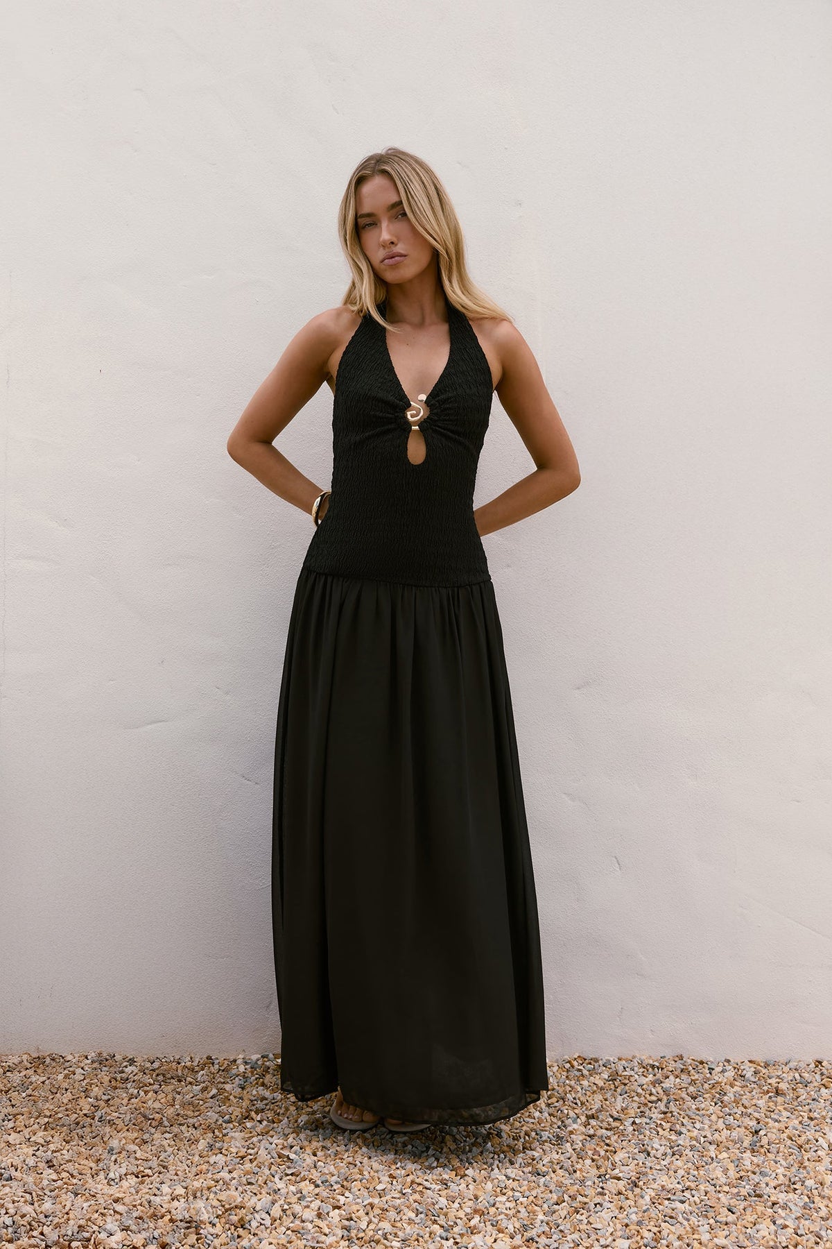 Piece Of Peace Halter Maxi Dress Black