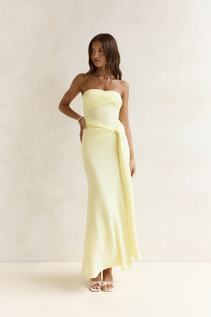 Follow You Strapless Maxi Dress Yellow