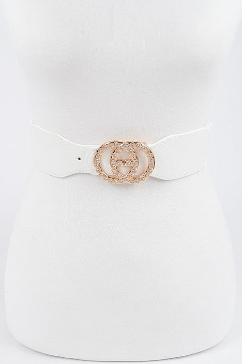 Rhinestone White Elastic Belt