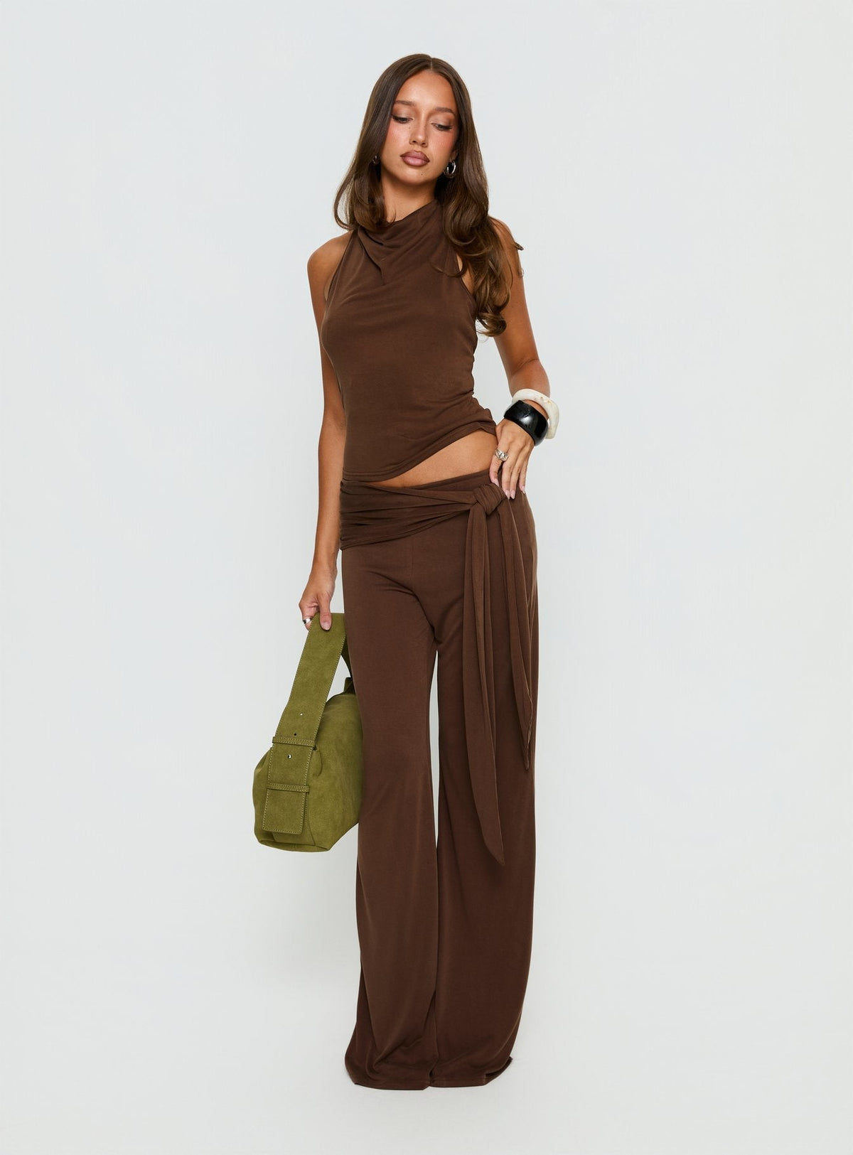 Katiana Wrap Jersey Trousers Brown
