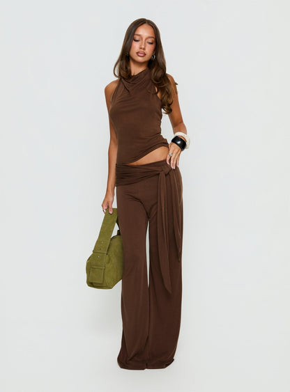 Katiana Wrap Jersey Trousers Brown