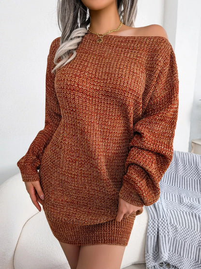 Multi-Color One-Shoulder Sweater Dress
