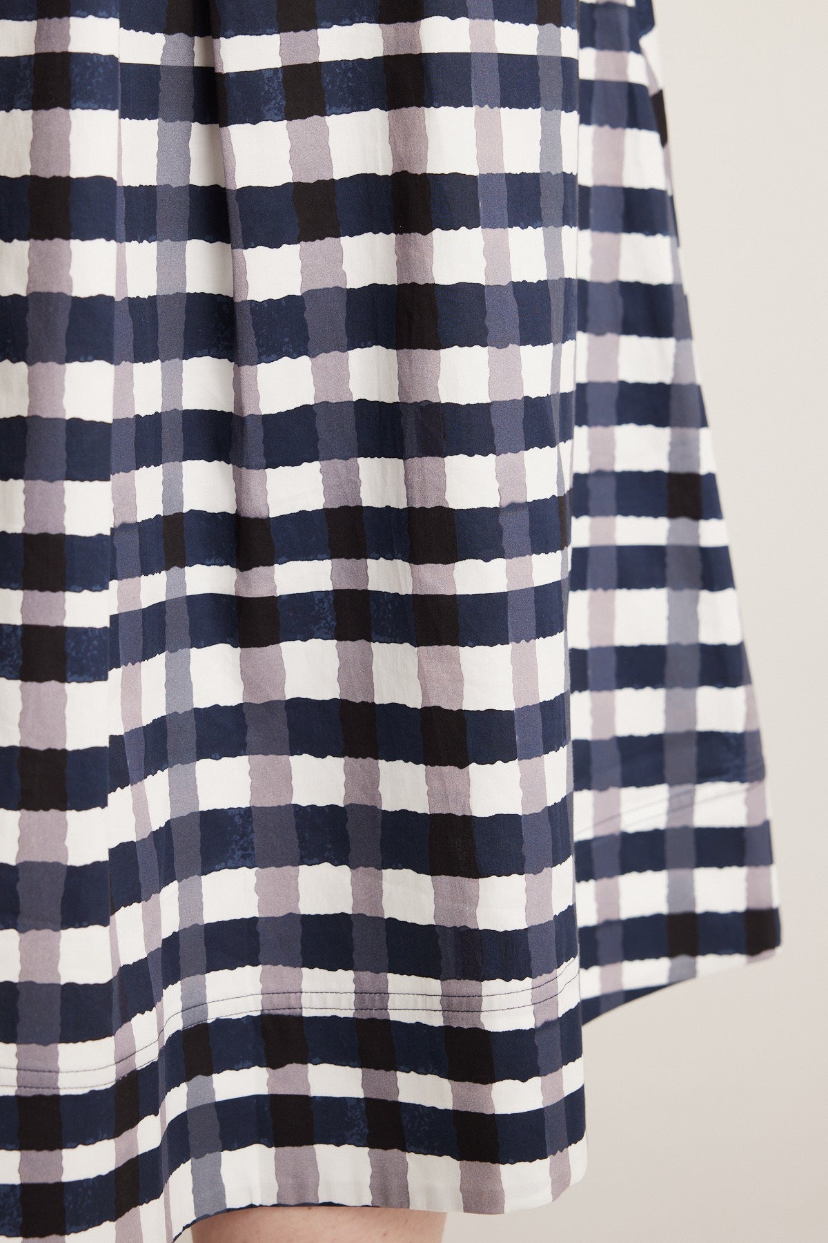 Gingham Cotton Skirt - Indigo