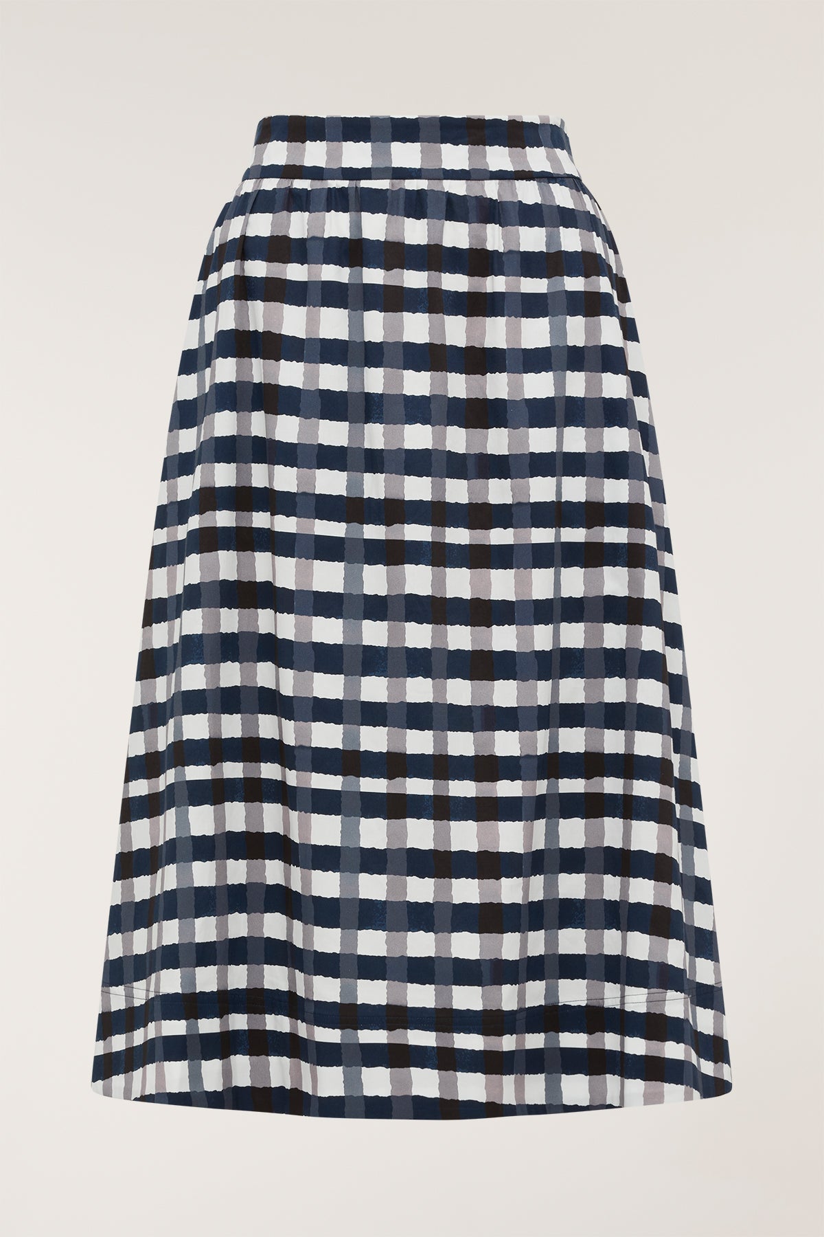 Gingham Cotton Skirt - Indigo
