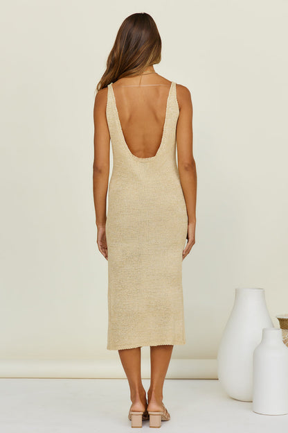 SNDYS Breeze Knit Midi Dress Sand