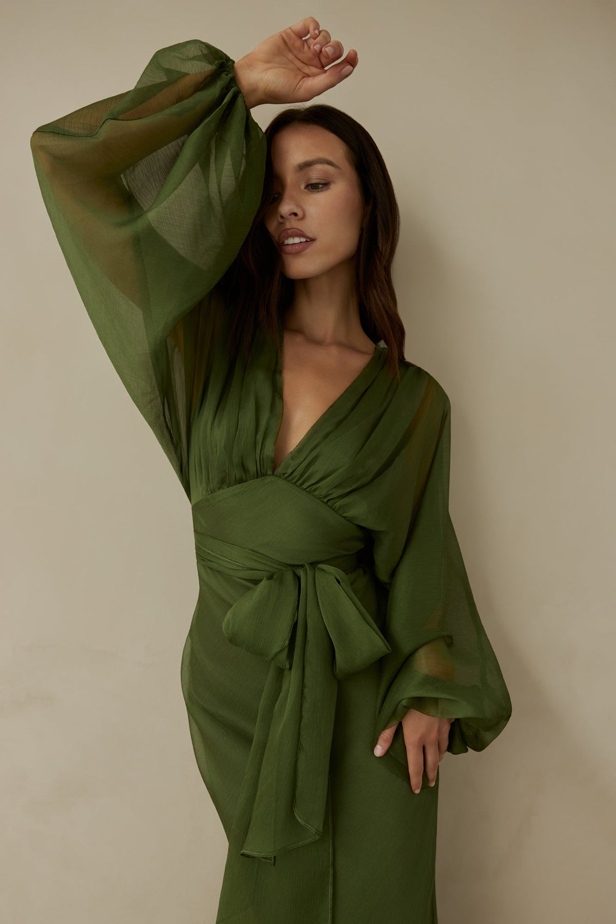 Our Nostalgia Long Sleeve Maxi Dress Green