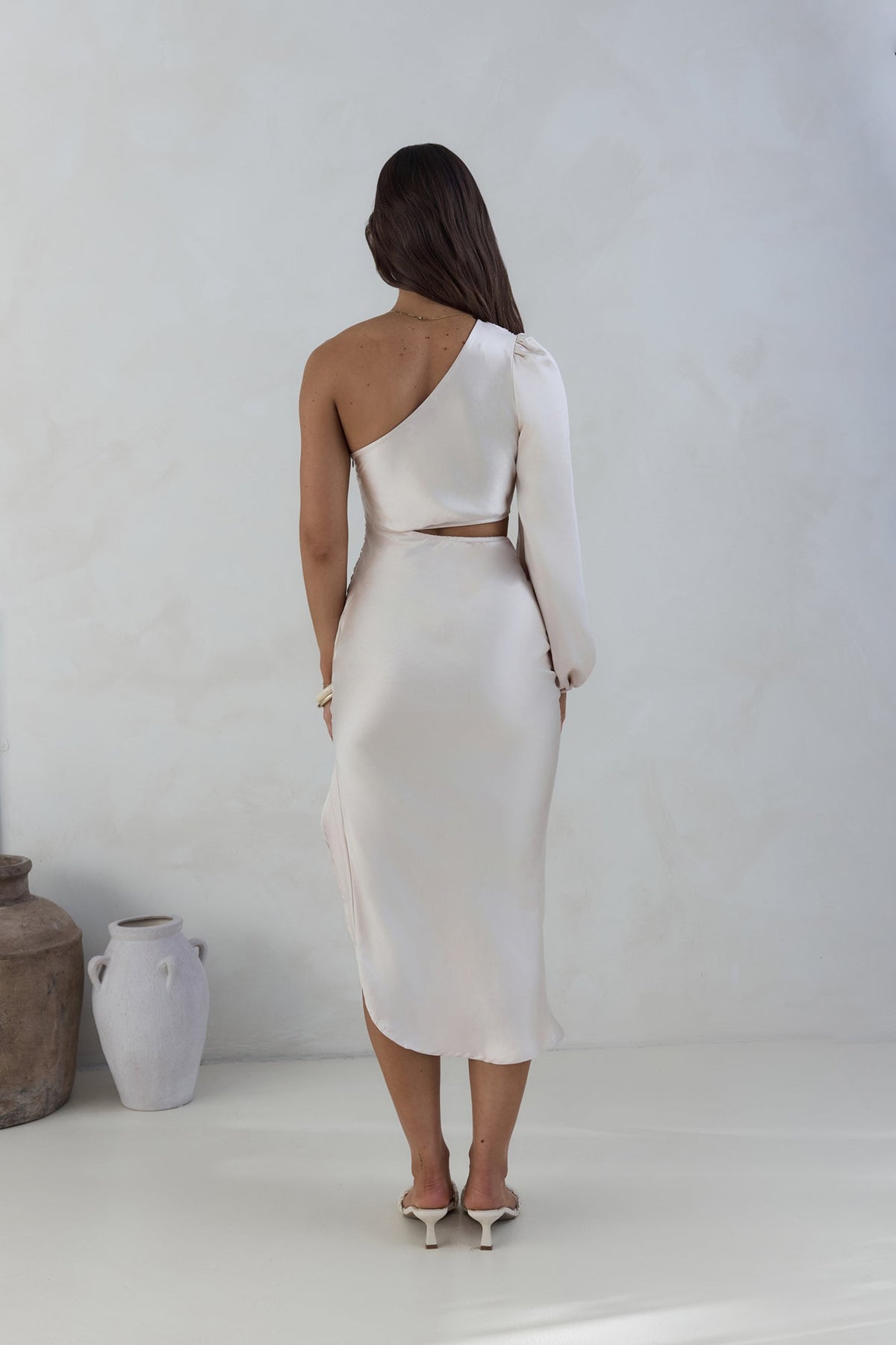 Whisk Away Midi Dress Champagne
