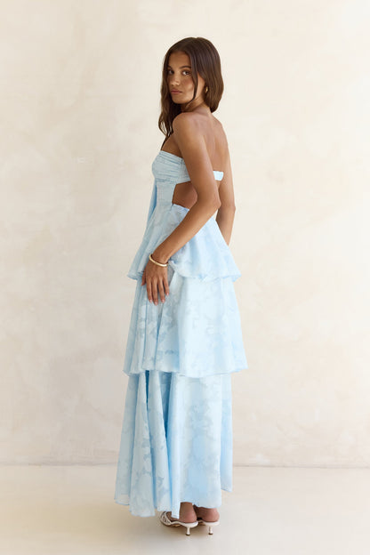 Know Your Heart Strapless Maxi Dress Blue