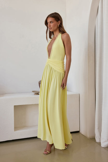 Bewitched By Light Halter Maxi Dress Yellow