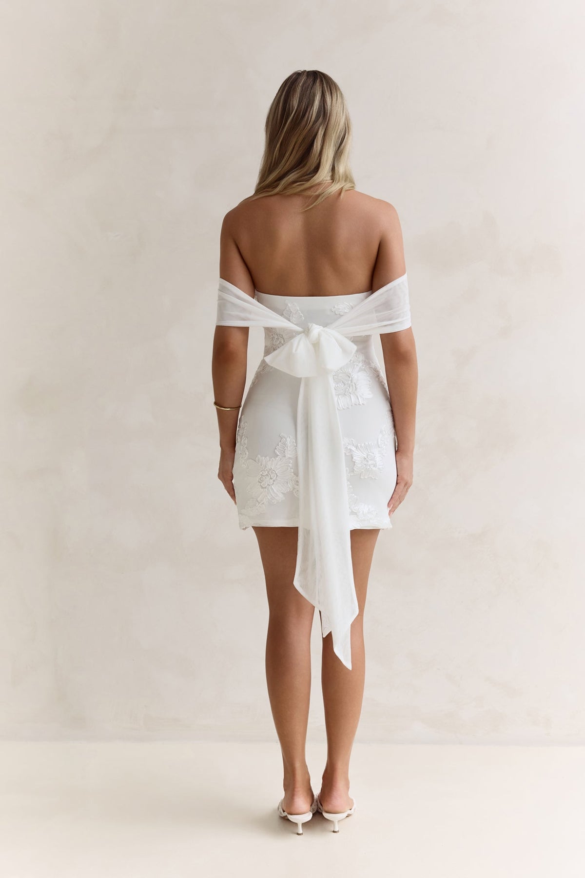 Forevermore Mesh Off Shoulder Mini Dress White