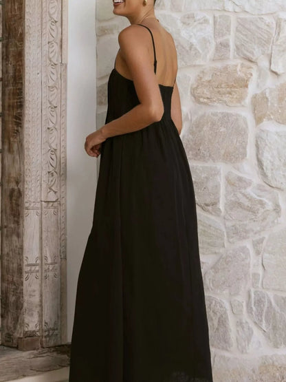 Pleated Bodice Midi Cami Dress