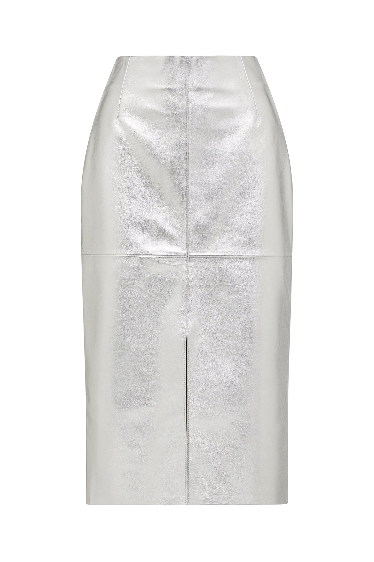 Silver Leather Skirt - Silver