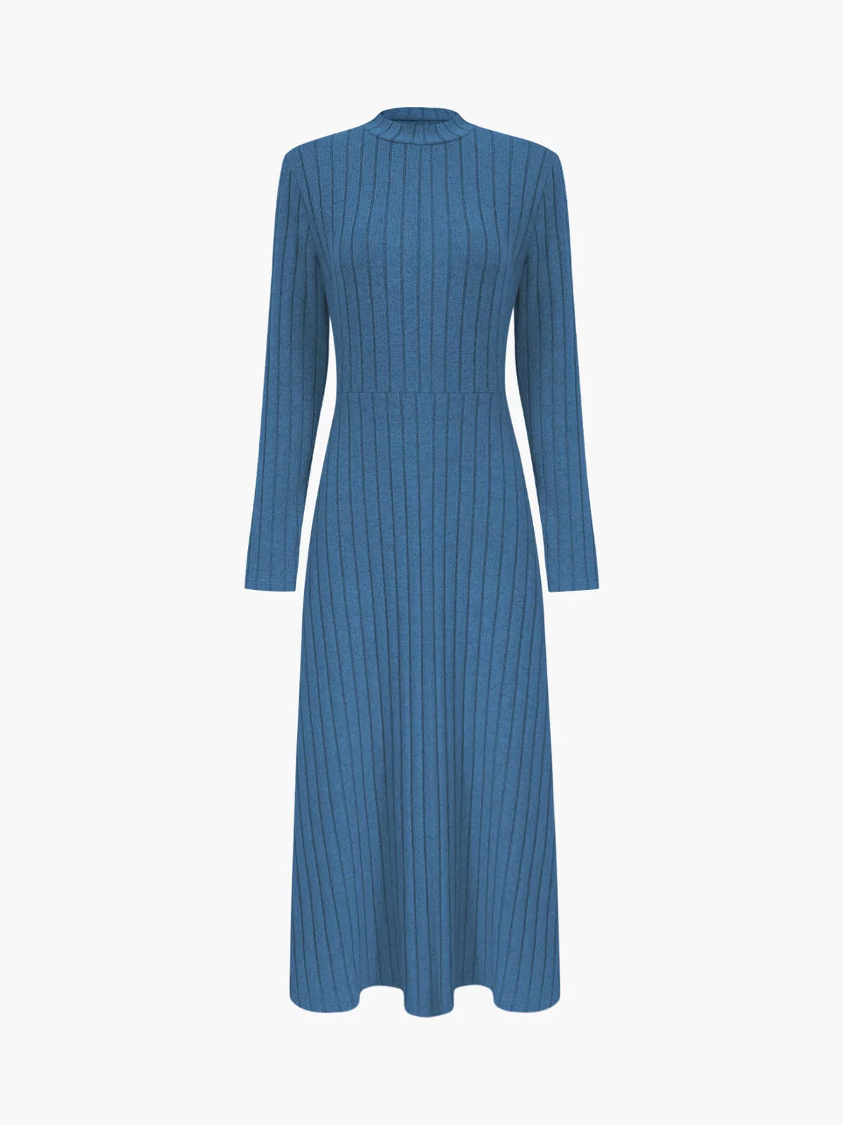 Ribbed Knit Long Sleeve Midi Dress