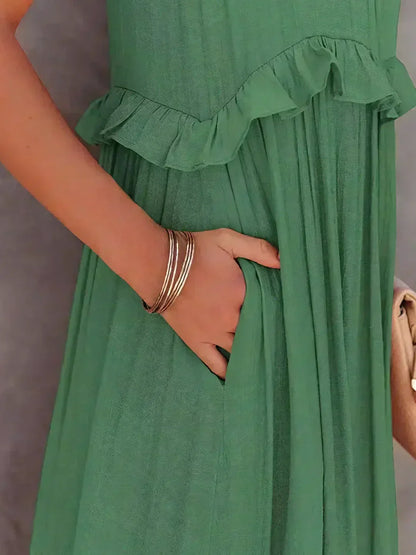 Ilona - Halterneck Dress With Ruffles and Maxi Pockets