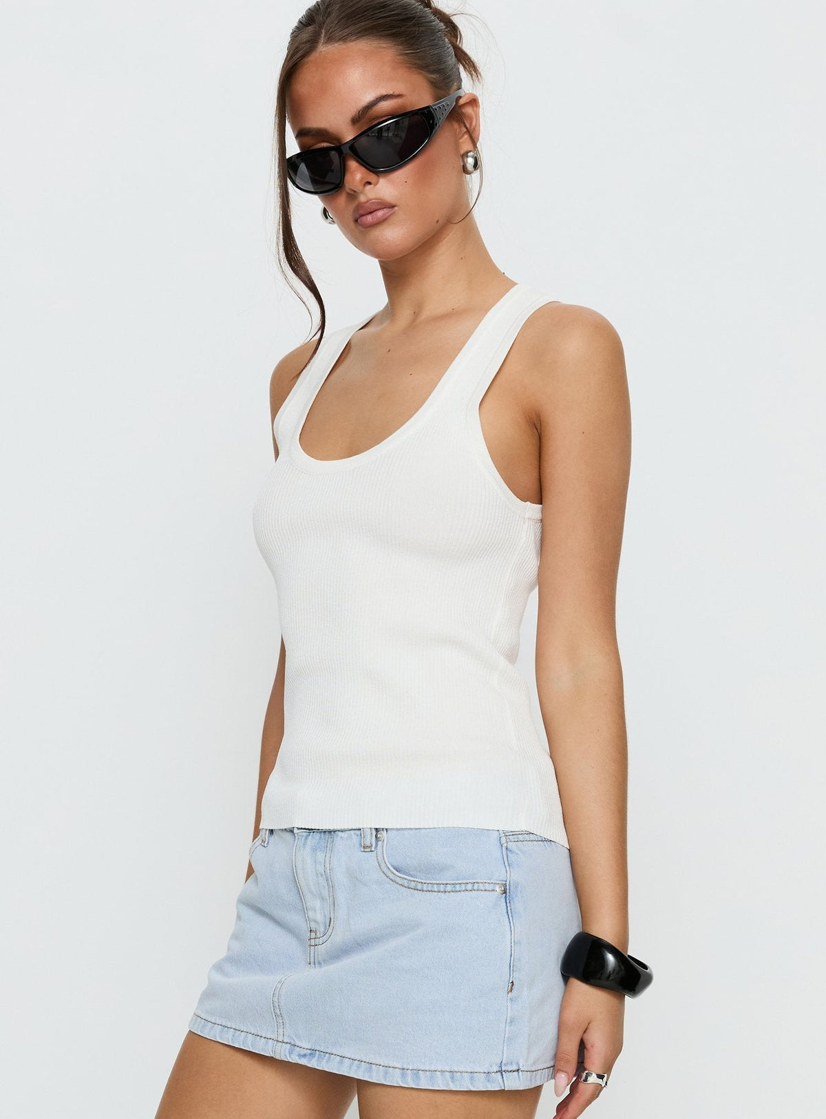 Kyrella Longline Vest Top White