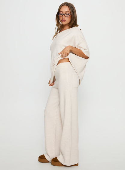 Bekki Wide Leg Knit Trousers Oat