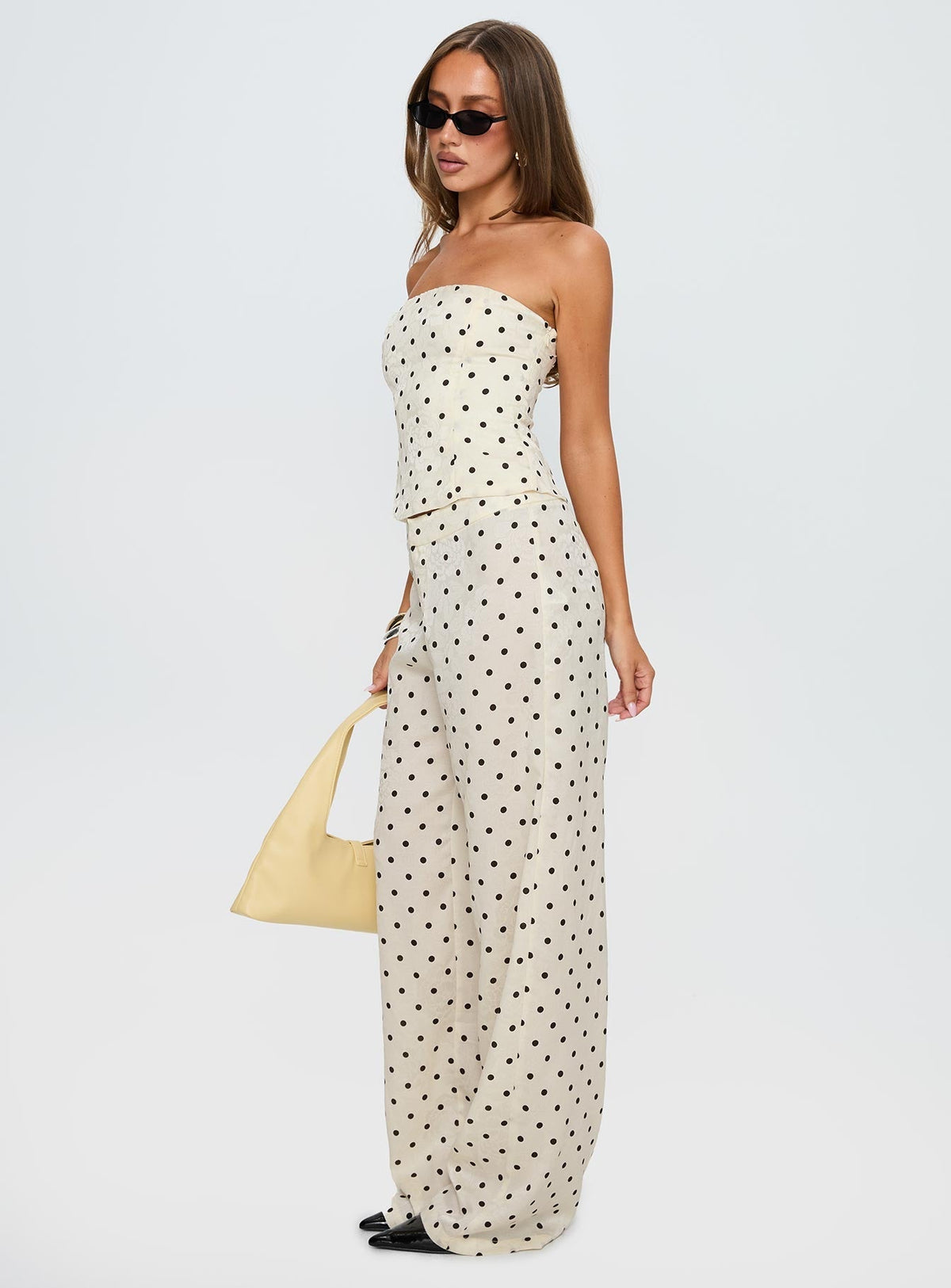 Powdered Sugar Strapless Co-ord Cream Polka