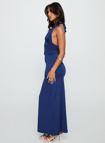 Labour Of Love Halter Maxi Dress Cobalt