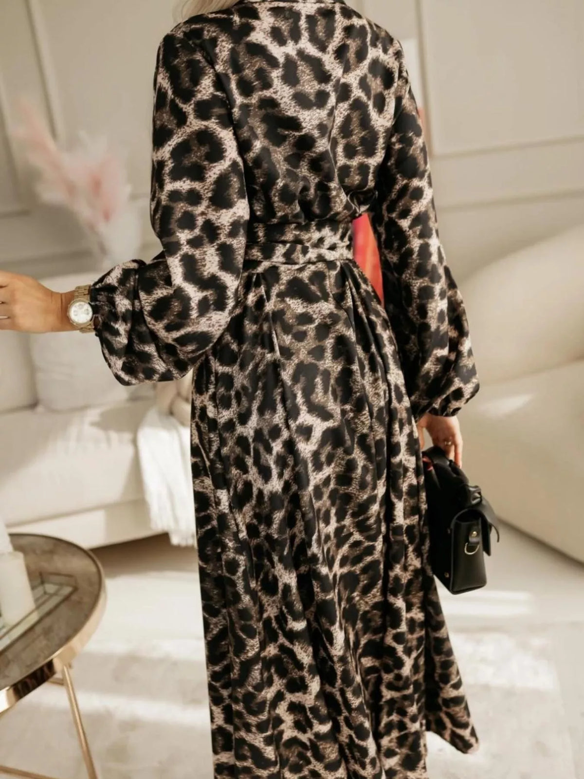 Printed Button Front Maxi Shirt Dress
