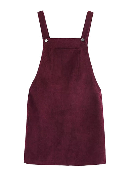 Corduroy Wide Strap Overall Dress