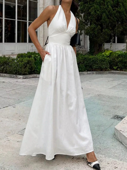 Halter Neck Flowy Maxi Dress