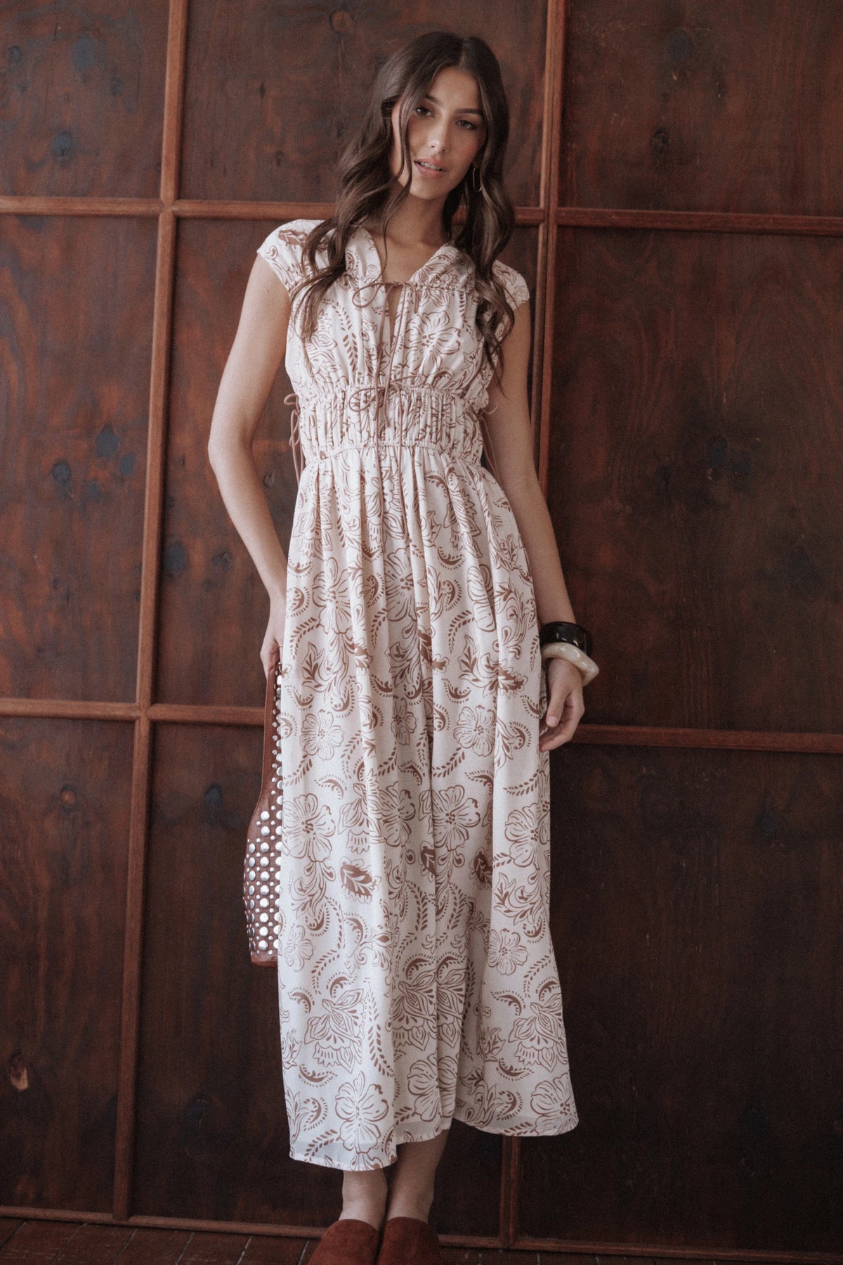 Safira Midi Dress - Brown Paisley