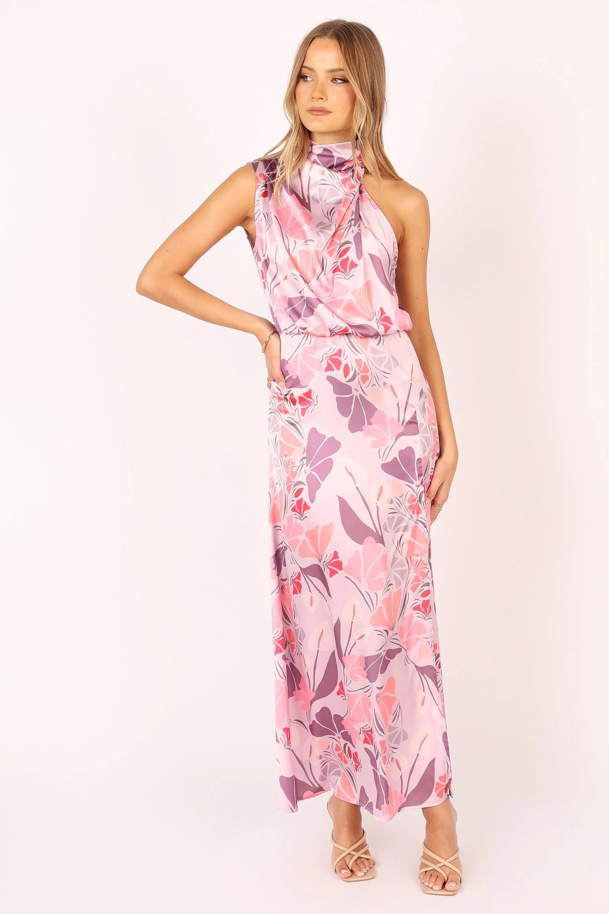 Amelia Halterneck Maxi Dress - Pink Floral