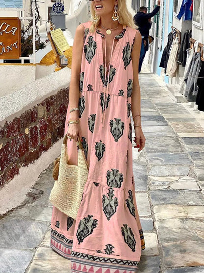 Printed Sleeveless Maxi Dress