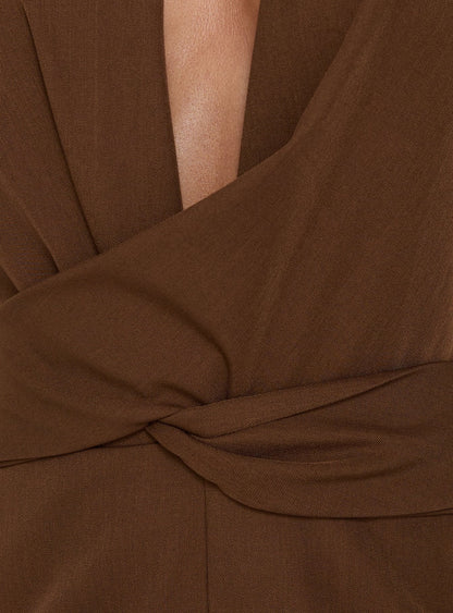 Dolana Halter Playsuit Chocolate