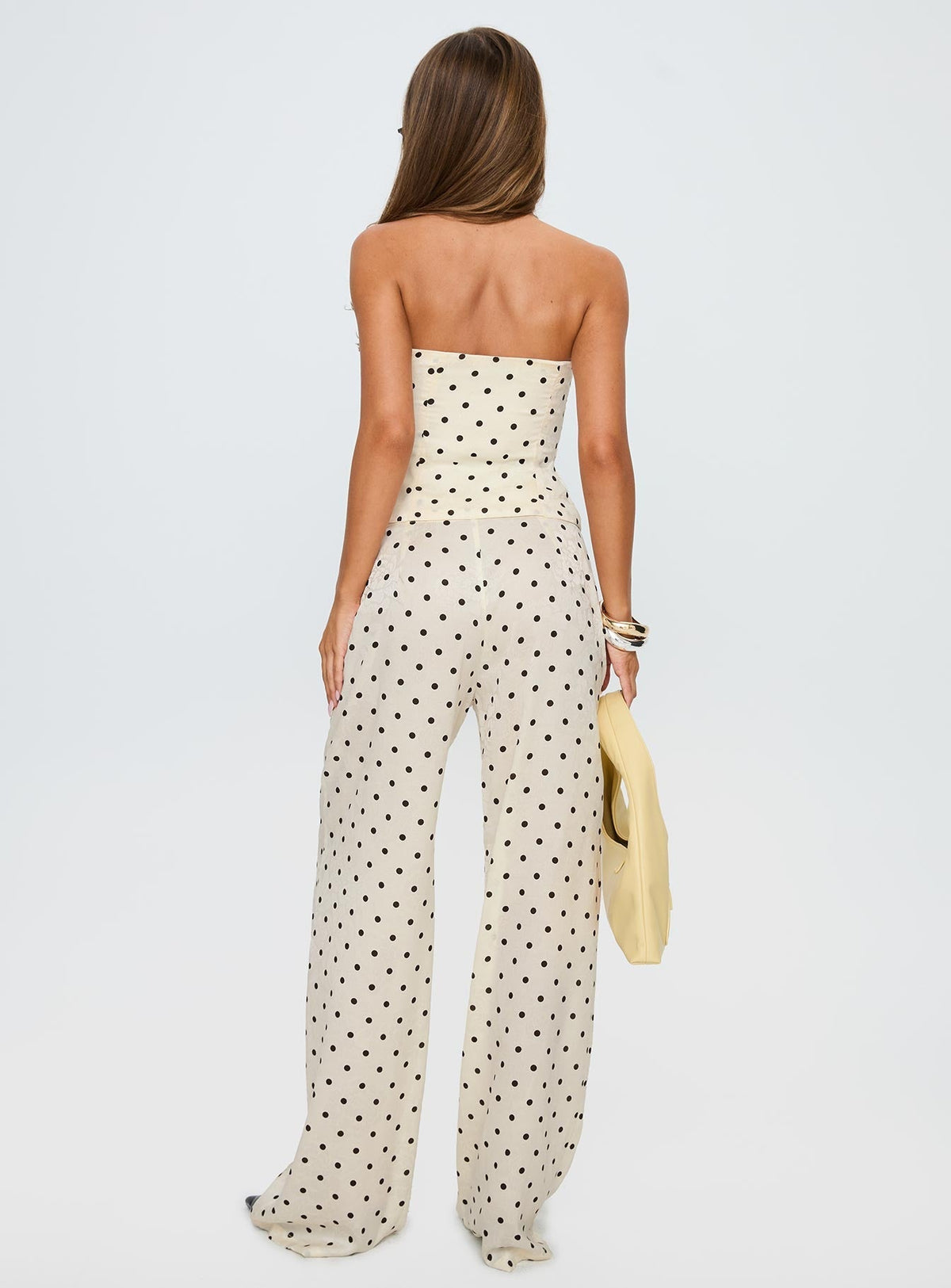 Powdered Sugar Strapless Co-ord Cream Polka